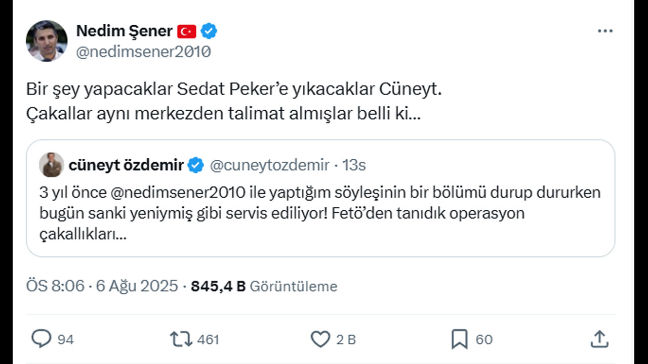 Foto - Nedim Şener’e Cüneyt Özdemir üzerinden ‘yeni operasyon’ başladı! "Suçu Sedat Peker’e yıkacaklar"