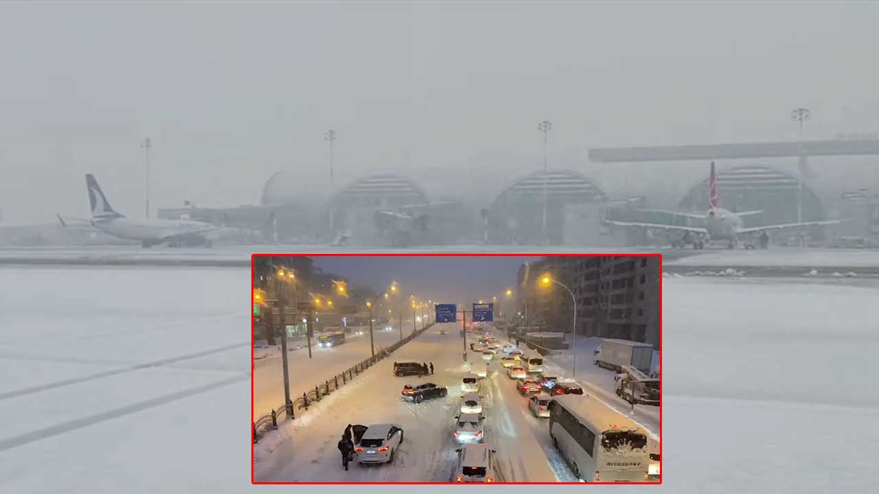 Yoğun kar yağışı etkili oluyor! Araçlar yolda kaldı, uçak seferleri iptal edildi