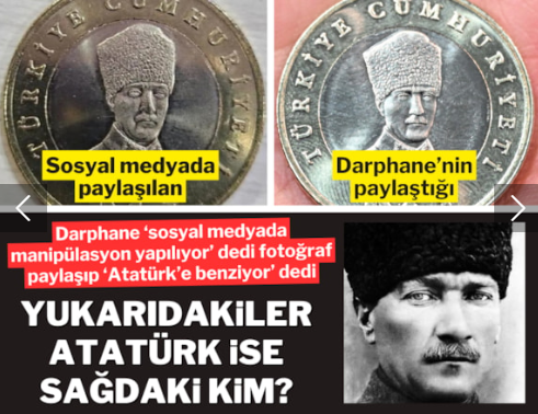Foto - Yok böyle sahtekarlık! Sözcü gazetesi 5 lira üzerindeki Atatürk rölyefi ile oynayıp dezenformasyon yapmış