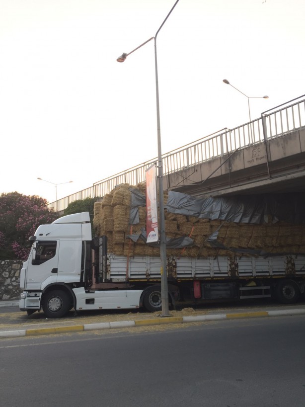 Foto - Yükseklik sınırına uymayan tır altgeçitte sıkıştı!