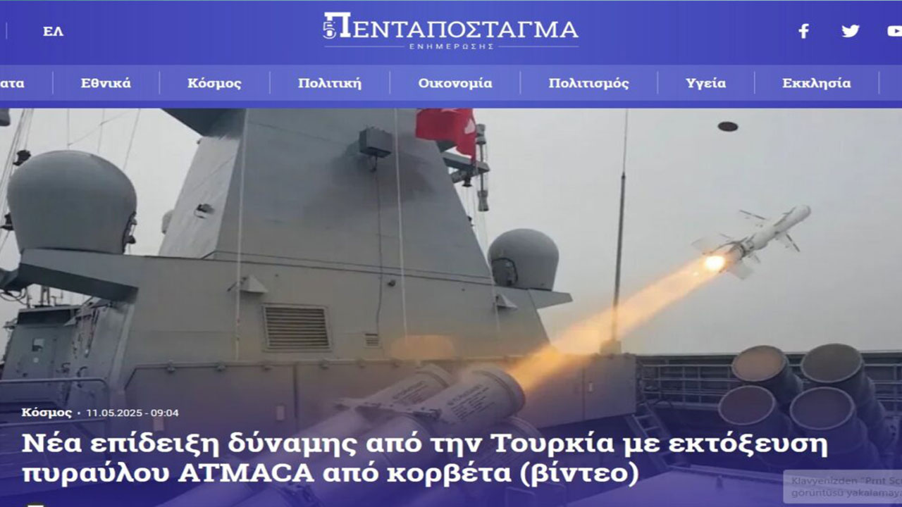 Foto - Yunan basını manşetlere taşımaya başladı: Türkiye'nin ateşlediği füze gemiyi imha etti