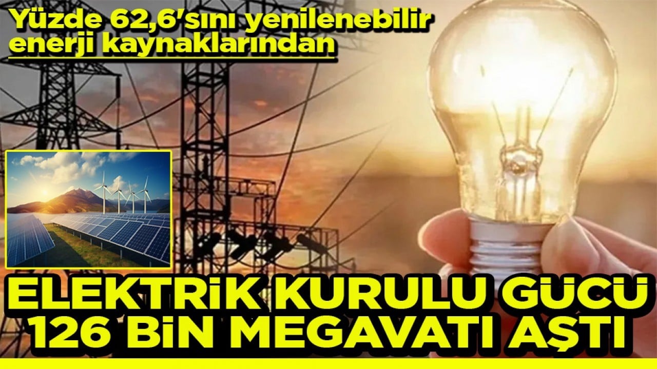 Yüzde 62,6'sını yenilenebilir enerji kaynaklarından Elektrik kurulu gücü 126 bin megavatı aştı