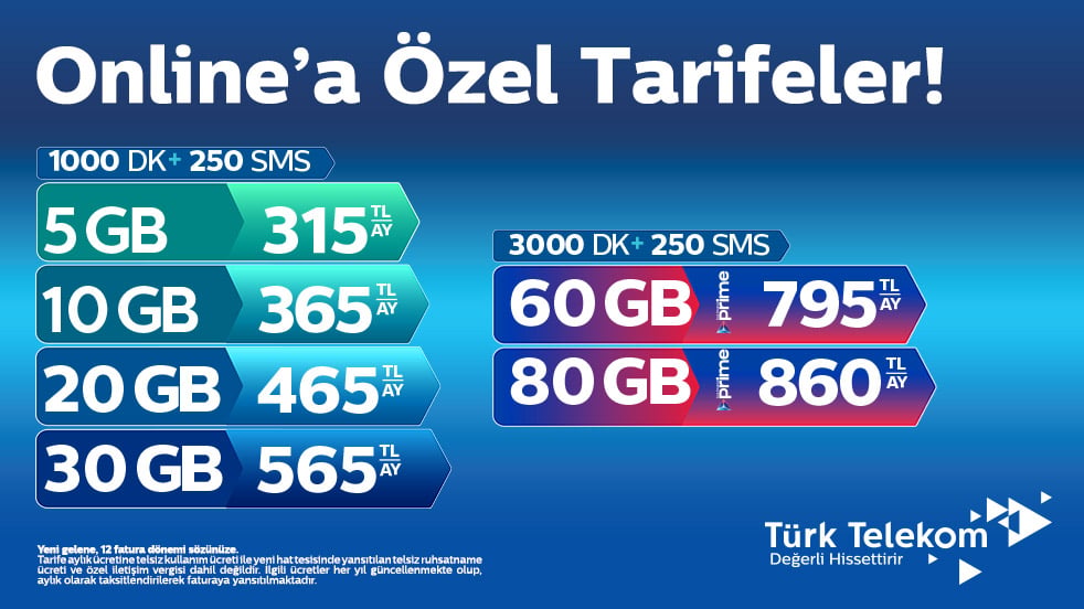 Telekom Faturalı Yeni Dijital Tarifeler