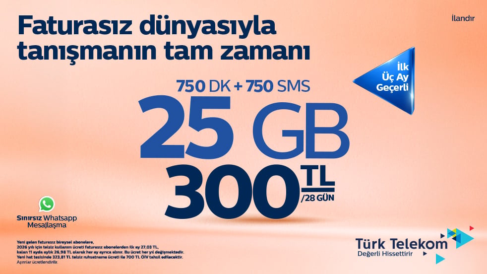 Telekom Faturasız Hoş Geldin 25 GB