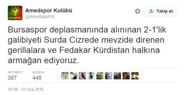 Amedspor Dan Skandal Pkk Tweeti