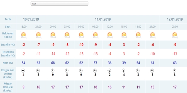 van hava durumu