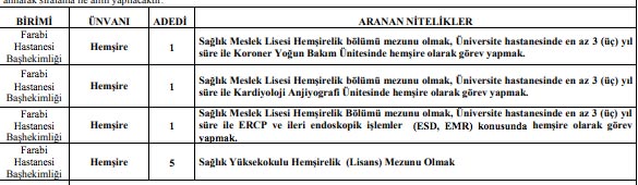 Ktu Farabi Hastanesi Sozlesmeli Hemsire Alimi Basvurusu Nasil Yapilir Son Dakika Gunun Haberleri