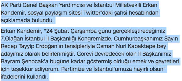 AK Parti İstanbul İl başkanı Osman Nuri Kabaktepe