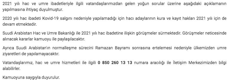 diyanet hac umre var mı
