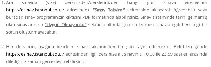 auzef ara sınav saati