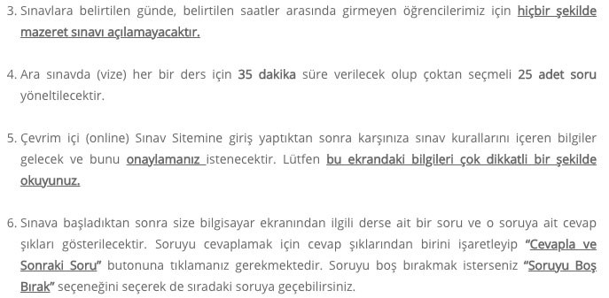 auzef ara sınav saati