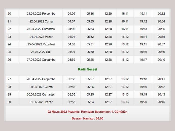 şanlıurfa ramazan imsakiyesi 2022
