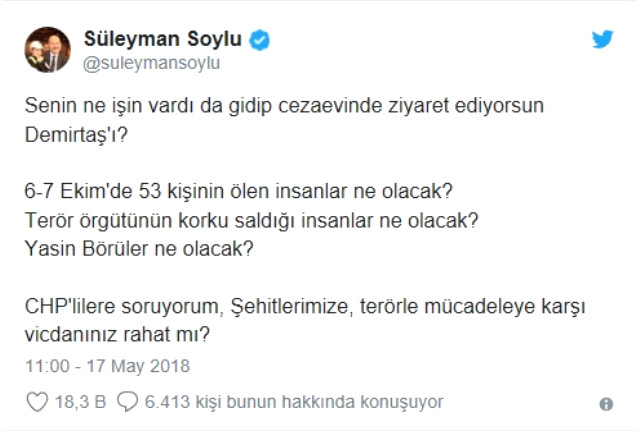 Bakan Soylu'dan İnce'ye 'Demirtaş ziyareti' tepkisi