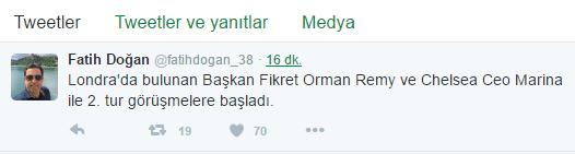 Fatih Doğan, Beşiktaş Başkanı Fikret Orman'ın Remy için Chelsea ile görüştüğünü açıkladı.