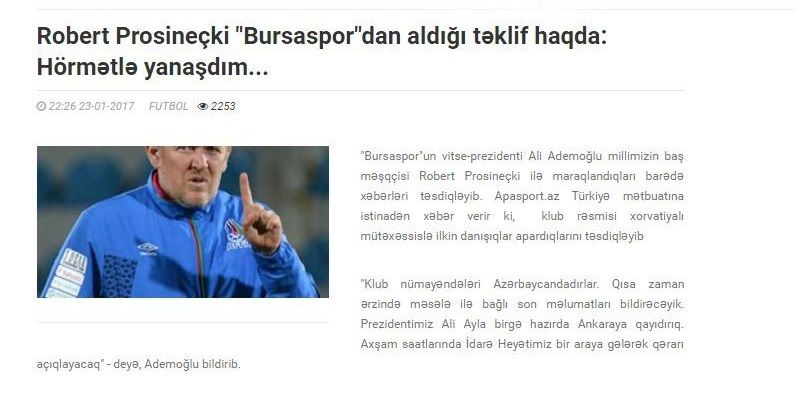 Site, Prosinecki'nin teklifi kabul etmediğini böyle duyurdu.