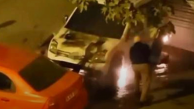 Esenyurt'ta aracın kundaklanma anı kamerada!