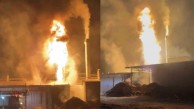 Yağ kazanı patlayan entegre tesisi alev alev yandı