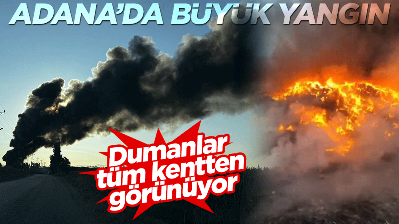 Adana'da büyük yangın! Dumanlar tüm kentten görünüyor