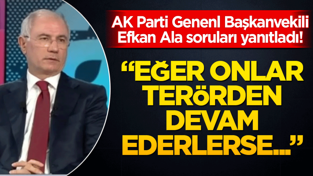 AK Parti Genenl Başkanvekili Efkan Ala soruları yanıtladı! Onlar, eğer terörden devam ederlerse...