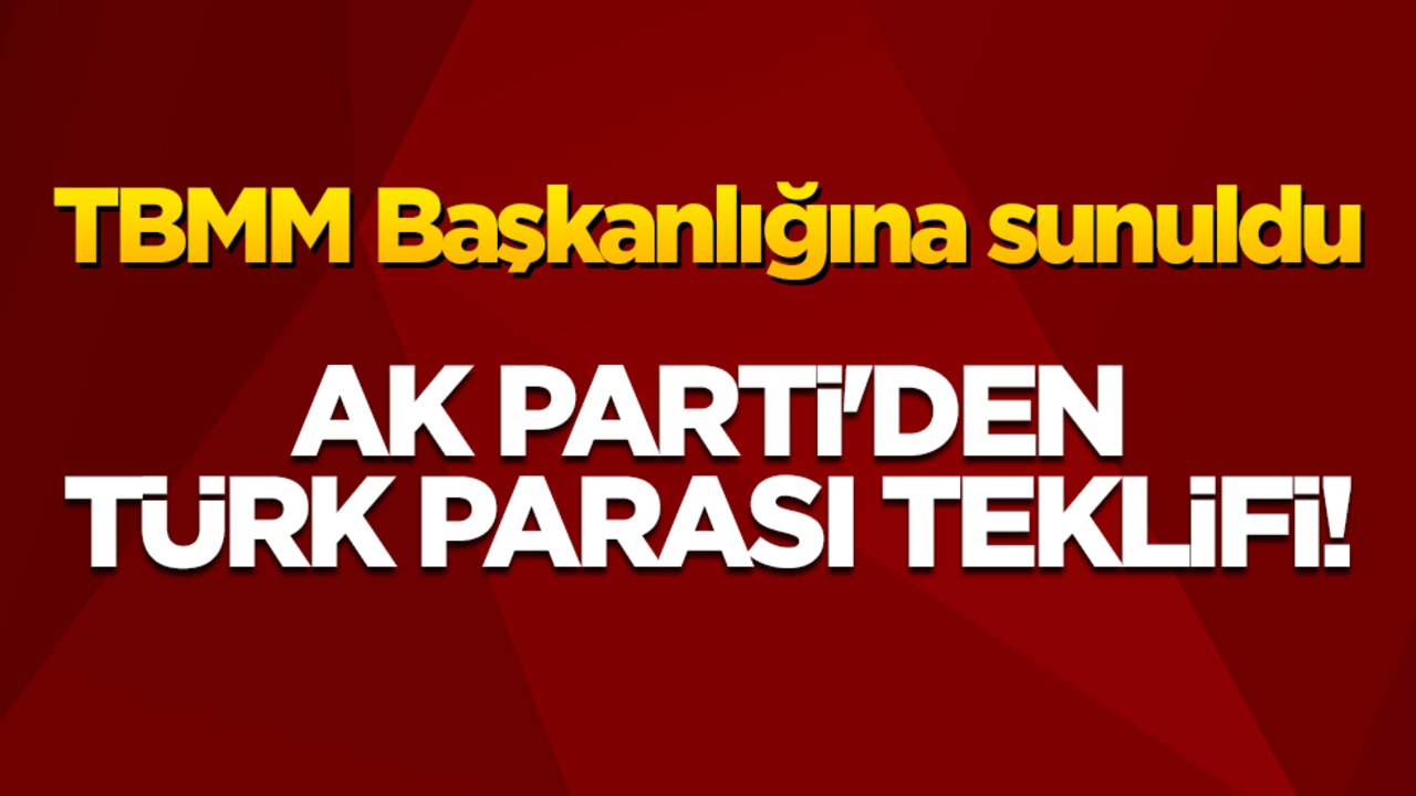 AK Parti'den Türk Parası teklifi! TBMM Başkanlığına sunuldu