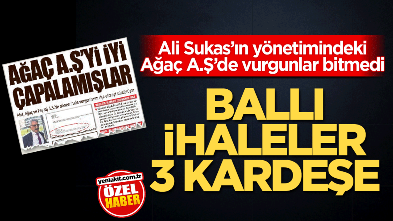 Ali Sukas’ın yönetimindeki Ağaç A.Ş’de vurgunlar bitmedi! Ballı ihaleler 3 kardeşe