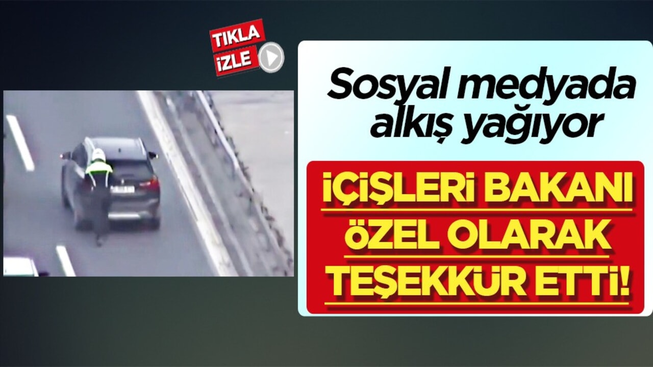 Ali Yerlikaya'dan köprüde arızalanan aracı iten polis memuruna tebrik! Beğeni topladı