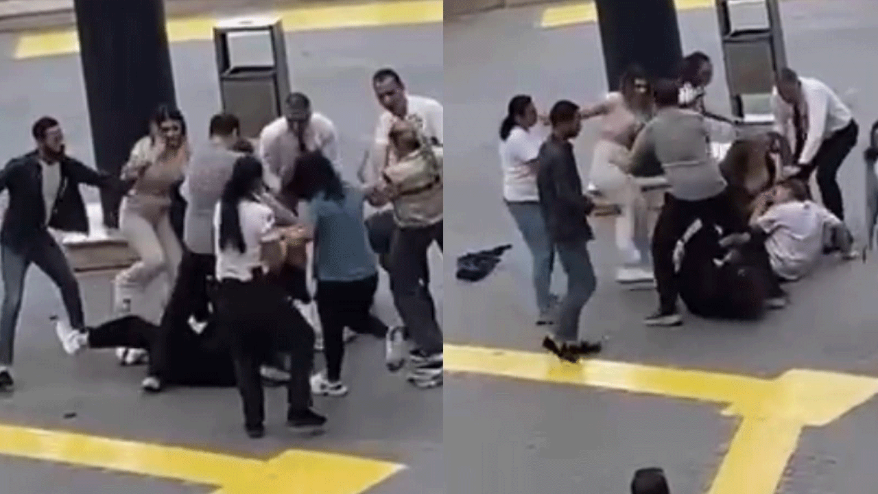 AVM önünde kadın kavgası: Tekme tokat dövüp yerlerde sürüklediler