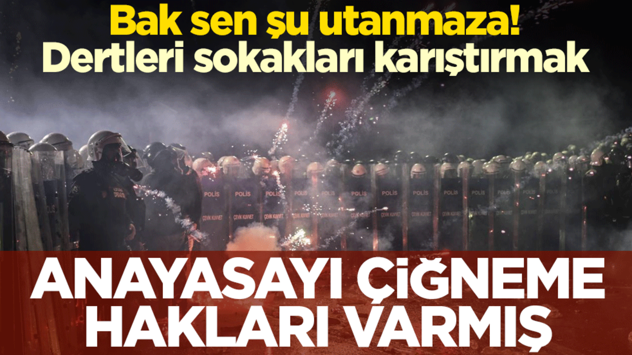 Bak sen şu utanmaza! Dertleri sokakları karıştırmak.. Anayasayı çiğneme hakları varmış