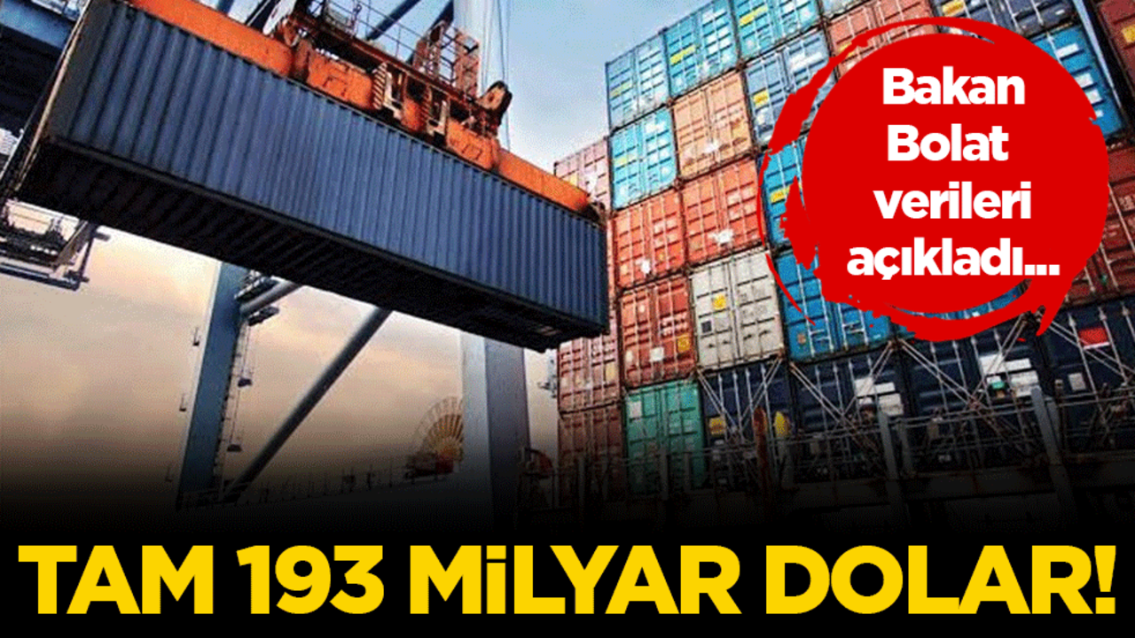 Bakan Bolat verileri açıkladı: Tam 193 milyar dolar!
