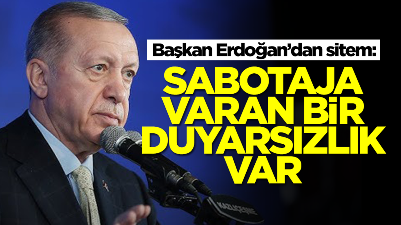 Başkan Erdoğan'dan sitem: Sabotaja varan bir duyarsızlık var