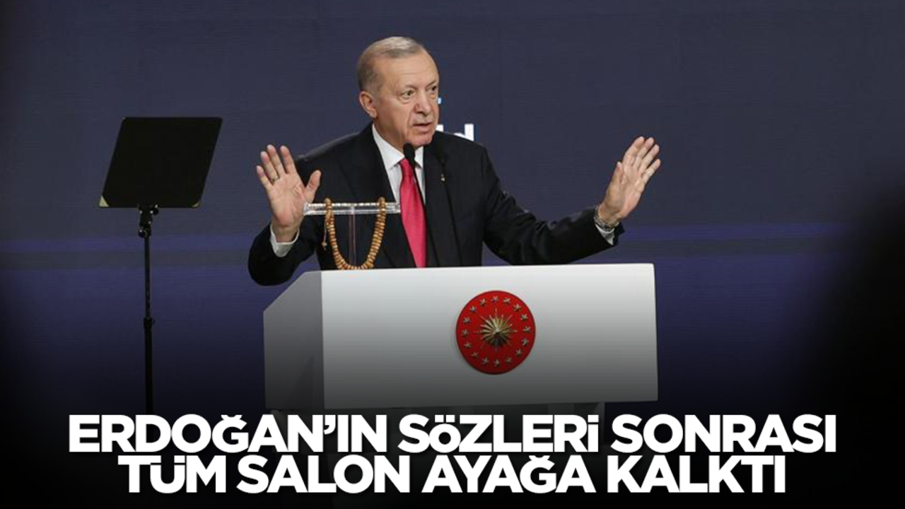 Başkan Erdoğan'ın sözleri sonrası salon ayağa kalktı