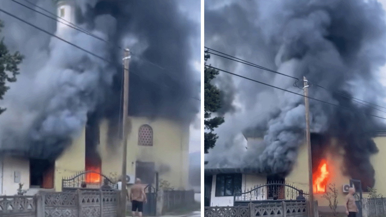Cemaat akşam namazına hazırlanıyordu cami yandı