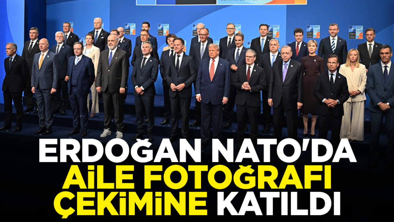 Cumhurbaşkanı Erdoğan NATO'da aile fotoğrafı çekimine katıldı