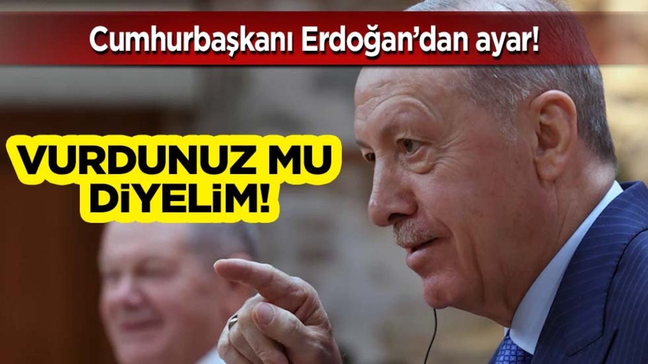 ﻿Cumhurbaşkanı Erdoğan'dan ayar! 'İsrail'in savunma hakkı var' diyen Scholz'a: F-35'lerle iyi vurdunuz mu diyelim!