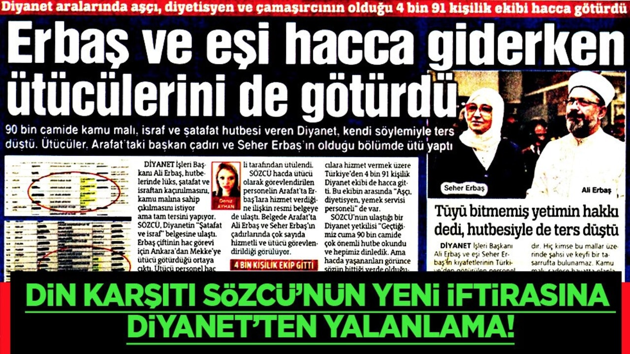 Din karşıtı Sözcü’nün yeni iftirasına Diyanet’ten yalanlama: O yer alan başlık!