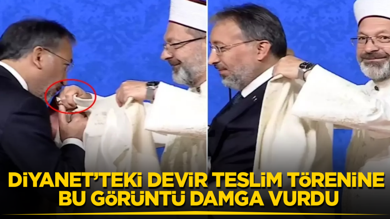 Diyanet’teki devir teslim törenine bu görüntü damga vurdu! Ali Erbaş’ın elini öptü