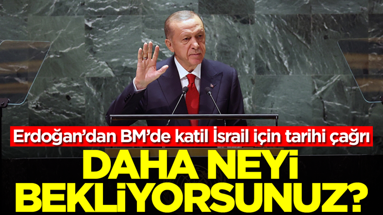 Erdoğan’dan BM’de katil İsrail için tarihi çağrı: Daha neyi bekliyorsunuz?