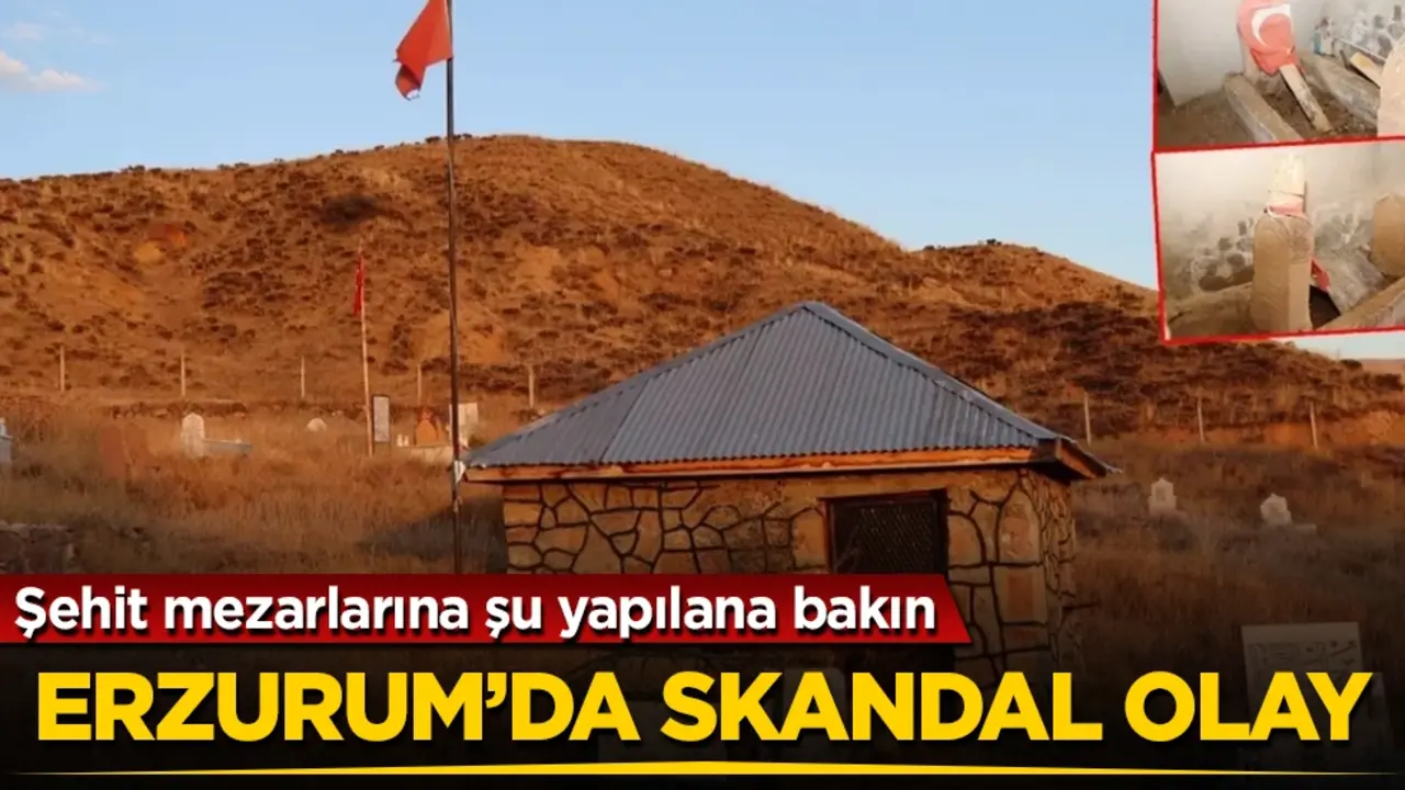Erzurum’da skandal olay! Şehit mezarlarına şu yapılana bakın