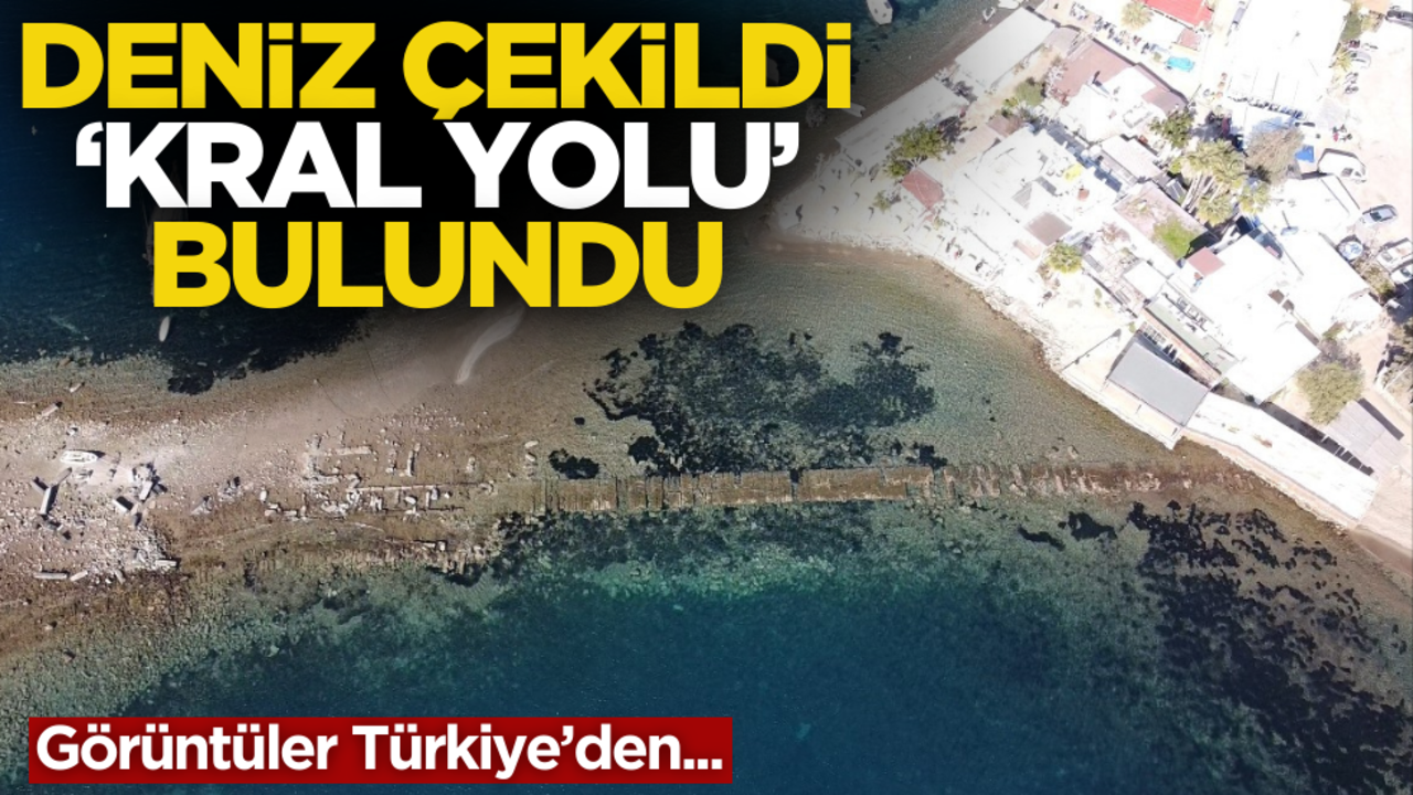 Görüntüler Türkiye’den.. Deniz çekildi, ‘Kral Yolu’ bulundu