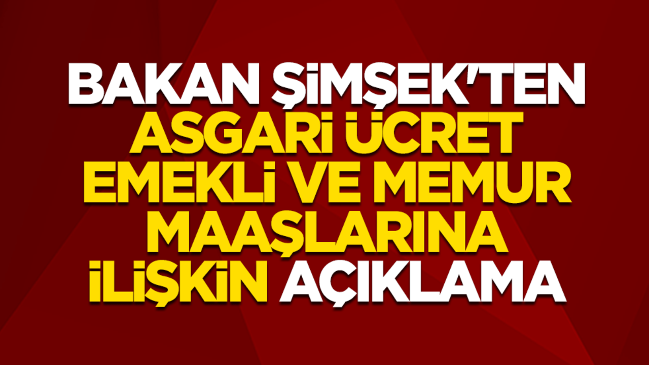 Hazine ve Maliye Bakanı Mehmet Şimşek'ten asgari ücret, emekli ve memur maaşı açıklaması