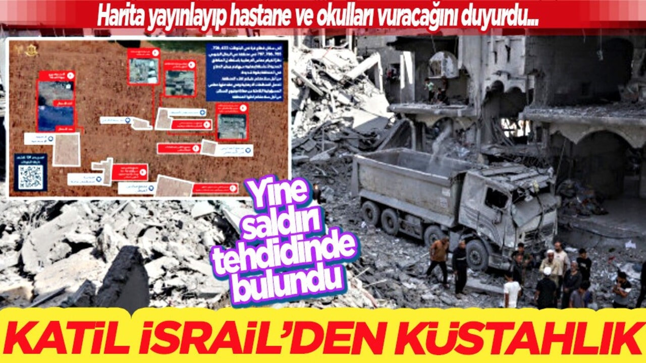 İsrail harita yayınladı! Hastane ve okullara saldırı: Katil İsrail gece boyu Gazze'ye saldırdı