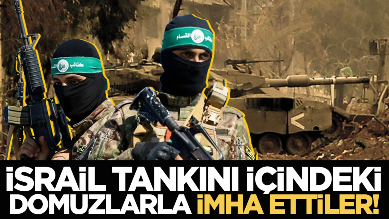 İsrail tankını içindeki domuzlarla imha ettiler!