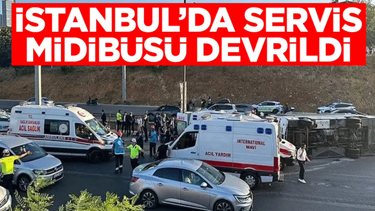 İstanbul’da Ümraniye TEM bağlantı yolunda servis midibüsü devrildi