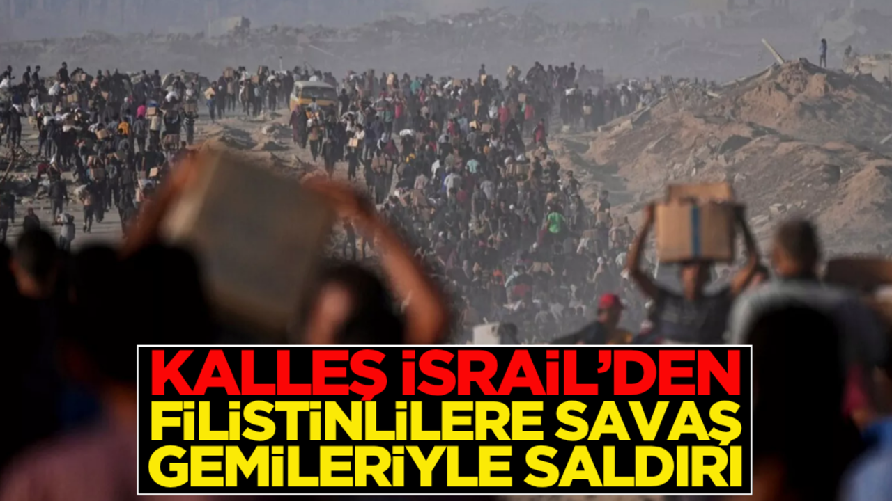 Kalleş İsrail, Filistinlilere savaş gemileriyle saldırdı