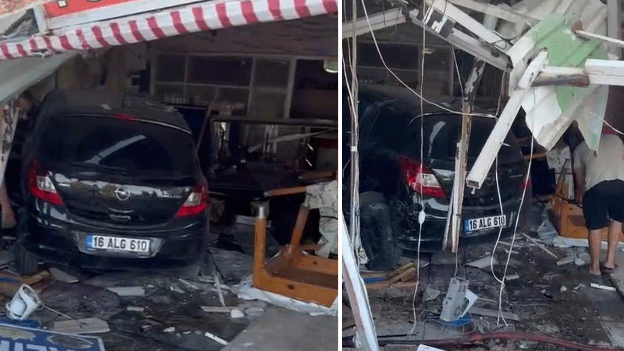 Lokantada siparişlerini beklerken masaya otomobil daldı: 5 kişi hastanelik oldu