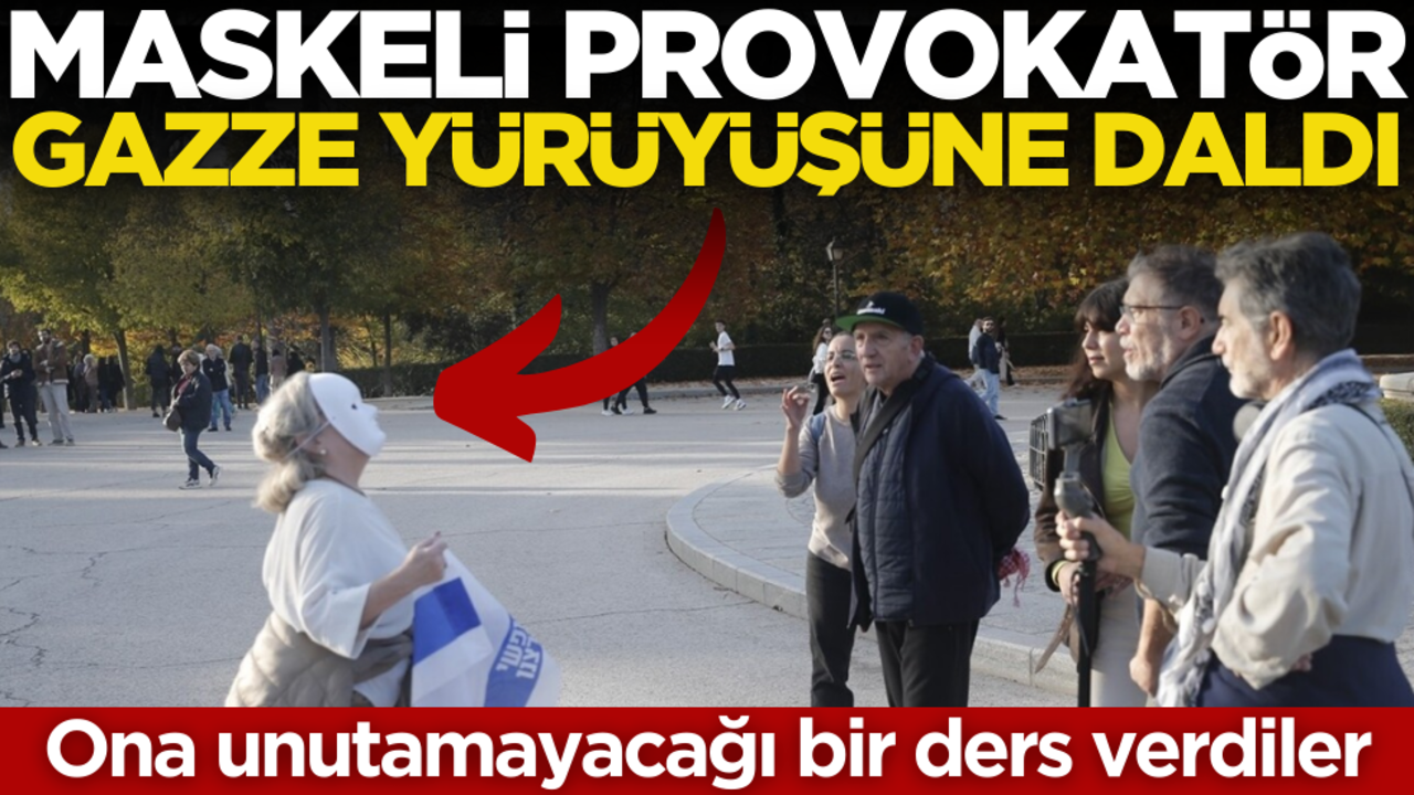 Maskeli provokatör Gazze yürüyüşüne daldı! Ona öyle bir ders verdiler ki…