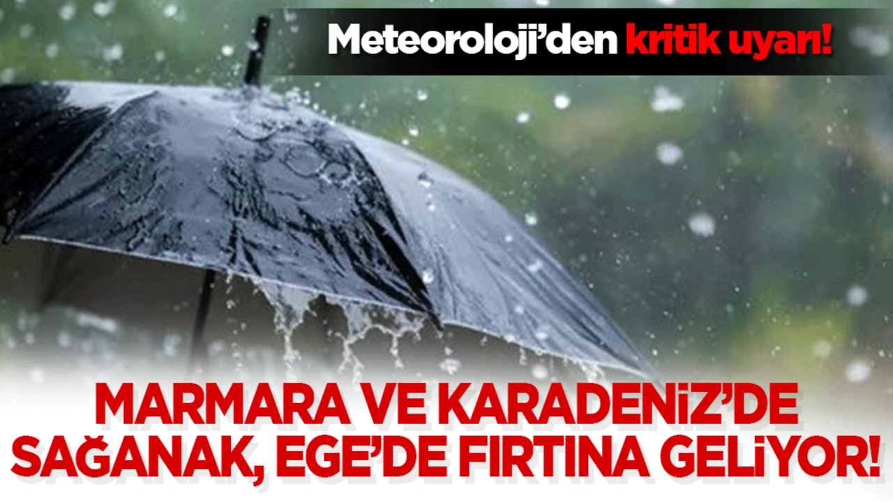 Meteoroloji’den kritik uyarı! Marmara ve Karadeniz’de sağanak, Ege’de fırtına geliyor!