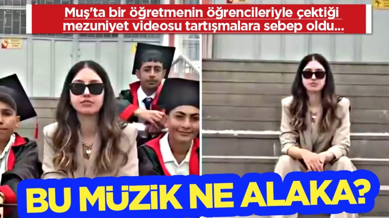 Mezuniyet akımına katılan öğretmenin seçtiği  müzik gündem oldu! Öğrenciler ile video çekti!