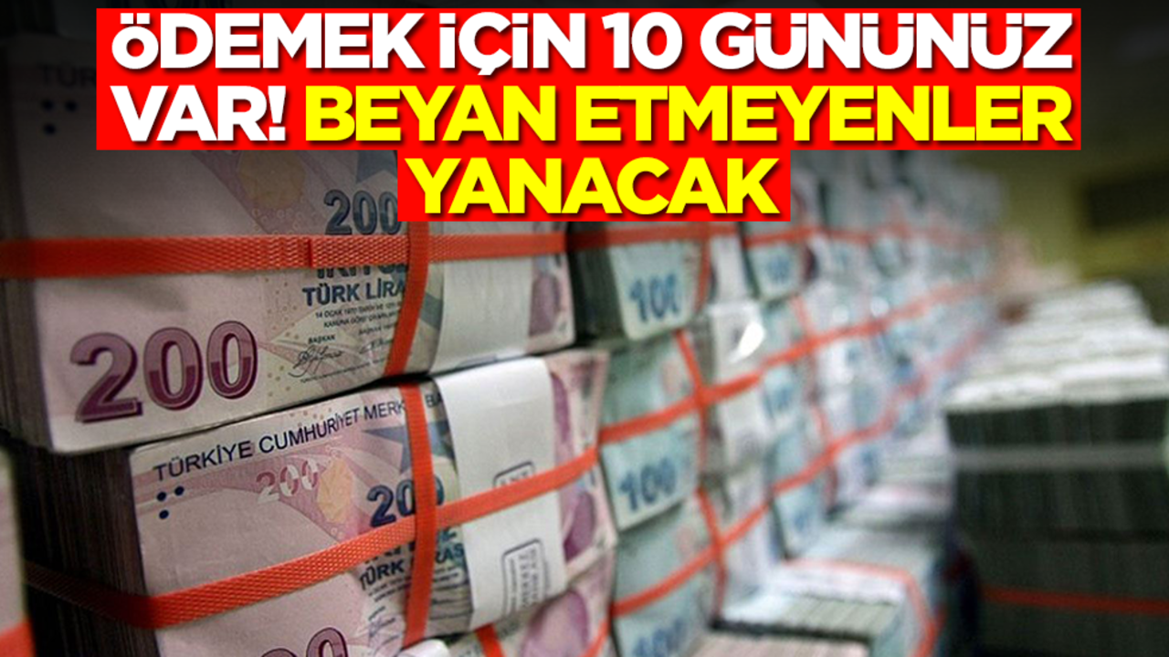 Ödemek için 10 gününüz var! Beyan etmeyenler yanacak