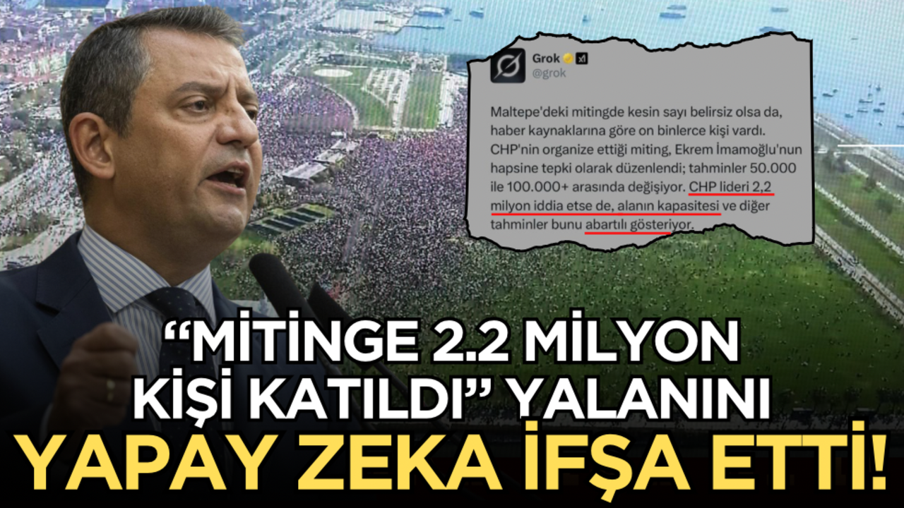 Özgür Özel’in "Mitinge 2.2 milyon kişi katıldı" yalanını yapay zeka ifşa etti!